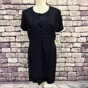 Dawn Joy II NWT Navy Faux Coat Dress Size 14P